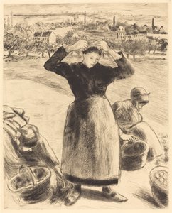 Plockar potatis av Camille Pissarro