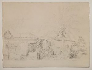 Hus och palmer av Camille Pissarro