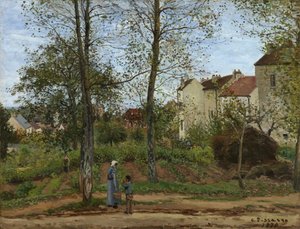 Husen vid Bougival (höst) av Camille Pissarro