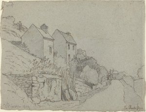 Hus vid en väg av Camille Pissarro