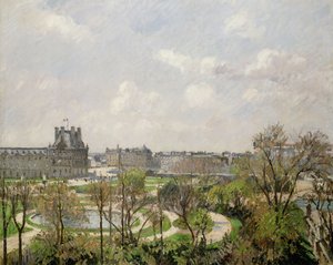 Tuileriträdgården, vårmorgon; Tuileriernas trädgård, morgon, vår, 1900 av Camille Jacob Pissarro