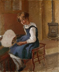 Jeanne håller en fläkt, c1873 av Camille Pissarro