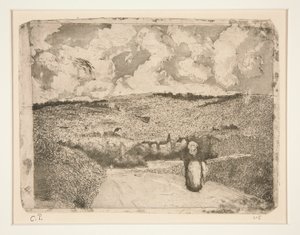 La Femme sur la route (Kvinnan på vägen) av Camille Pissarro