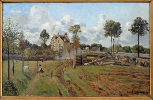 Landskap. Utsikt över Louveciennes. Målning av Camille Pissarro (1830-1903) 1872 sön. 0,51x0,81 m Paris, Orsay-museet av Camille Jacob Pissarro