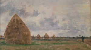 Landskap med höstackar av Camille Pissarro
