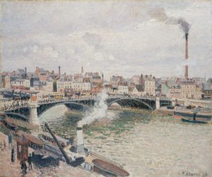 Morgon, en mulen dag, Rouen, 1896. av Camille Jacob Pissarro