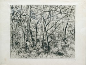 Landskap under trä, vid Hermitage Pontoise, 1879 av Camille Pissarro