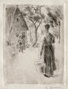Bondekvinna som bär hinkar av Camille Pissarro
