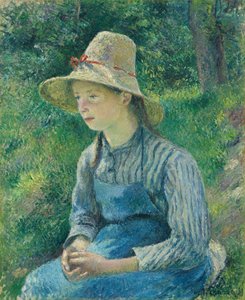 Bondflicka med stråhatt, 1881. av Camille Pissarro
