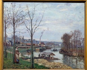 Port Marly (Port-Marly), tvättstugan Utsikt över ett tvätthus vid Seine. Målning av Camille Pissarro (1830-1903) 1872 sön. 0,46x0,56 m Paris, musee d