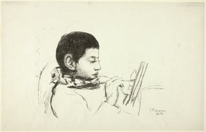 Porträtt: Lucien Pissarro av Camille Pissarro