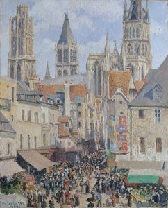 Rue de lÉpicerie, Rouen Effekt av solljus, 1898. av Camille Jacob Pissarro