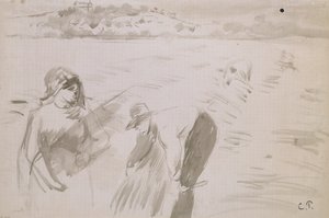 Studie av skördare som arbetar på ett fält nära Pontoise, 1882 av Camille Pissarro
