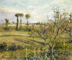 Solnedgång vid Valhermeil, nära Pontoise; Solnedgång vid Valhermeil, nära Pontoise, 1880 av Camille Jacob Pissarro