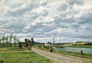 The Banks Of The Oise Near Pontoise (olja på duk) av Camille Pissarro