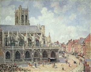 Kyrkan St Jacques i Dieppe, morgonsol av Camille Jacob Pissarro