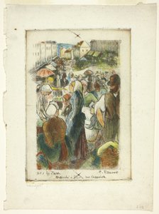 Marknaden på Gisors; Rue Cappeville av Camille Pissarro