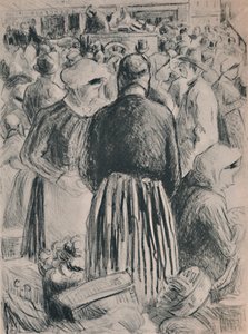 Marknaden i Pontoise, 1895, 1946 av Camille Jacob Pissarro