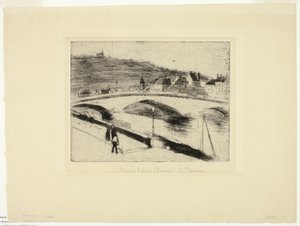 Stenbron i Rouen av Camille Pissarro