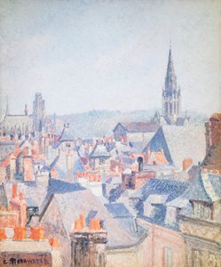 Taket av gamla Rouen, solljus av Camille Pissarro