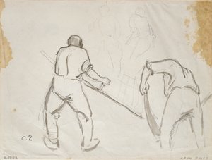 Tre studier av en manlig skördare, c1870-talet av Camille Pissarro