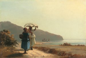 Två kvinnor som chattar vid havet, St. Thomas av Camille Pissarro