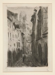 En gata ? Rouen (Rue des Arpents) [En gata i Rouen (Rue des Arpents)] av Camille Pissarro