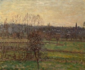 Vy över Bazincourt, vinter av Camille Pissarro