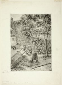 Kvinna som tömmer en skottkärra av Camille Pissarro