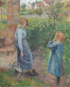 Kvinna och barn vid brunnen, 1882. av Camille Pissarro