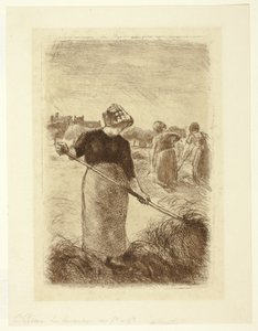 Kvinnor som kastar höet av Camille Pissarro