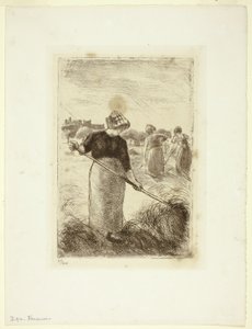 Kvinnor som kastar höet av Camille Pissarro