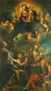 Madonna in Glory, eller Madonna med barn och heliga av Camillo Boccaccino