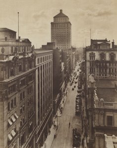 St James Street, bank- och affärscentrum (svartvitt foto)