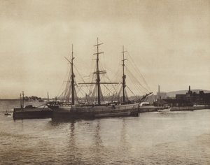 Hamnen vid Hochelaga, gammaldags skonare fortfarande i drift (svartvitt foto) av Canadian Photographer