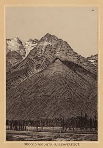 Kanada: Second Mountain, Beaverfoot (litografi) av Canadian School