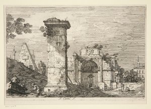 Landskap med ruinerade monument, från serien Vedute (Views) av Canaletto (Giovanni Antonio Canal)