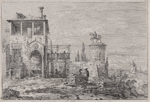 Ryttarmonumentet, från serien Vedute (Views) av Canaletto (Giovanni Antonio Canal)