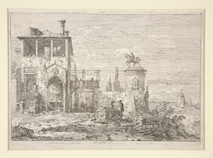Ryttarmonumentet, från serien Vedute (Views) av Canaletto (Giovanni Antonio Canal)