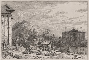 Marknaden på Dolo, från serien Vedute (Views) av Canaletto (Giovanni Antonio Canal)