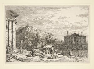 The Market at Dolo, från serien Vedute (Views) av Canaletto (Giovanni Antonio Canal)