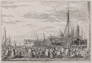 The Market on the Molo, från serien Vedute (Views) av Canaletto (Giovanni Antonio Canal)
