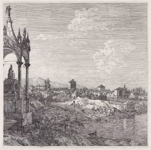 Utsikt över en stad med en biskop av Canaletto (Giovanni Antonio Canal)
