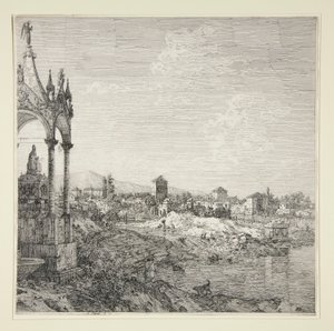 Utsikt över en stad med en biskop av Canaletto (Giovanni Antonio Canal)