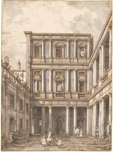 En venetiansk innergård, i Procuratie Nuove, ca. 1760. av Canaletto
