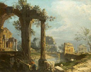 Canaletto - En Capricciovy med ruiner 1742-44 av Canaletto