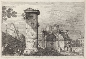 Landskap med ruinerade monument, ca. 1740. av Canaletto