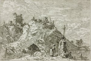 Landskap med pilgrimen vid bönen, från Vedute av Canaletto