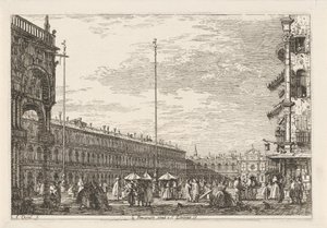 Piazza San Marco Le procuratie niove e S. Ziminian V. (titel på objekt) Ansikten på befintliga och påhittade platser (serietitel) Vidute altre prese da i Luoghi altre ideate av Antonio Canal (serietitel) av Canaletto