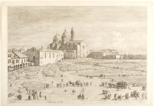 S. Giustina i Prà della Valle, ur serien "Vyer" av Canaletto